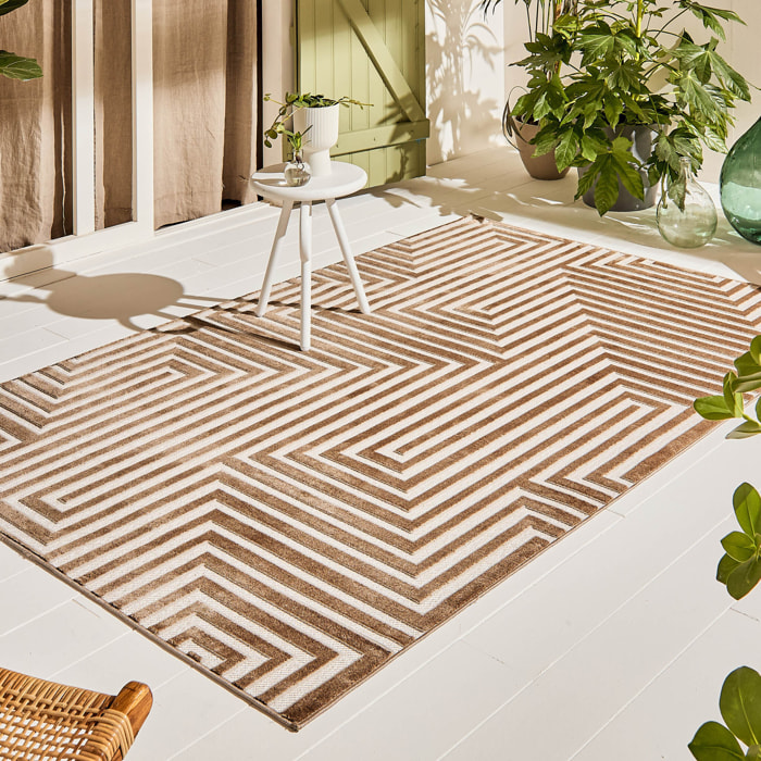 Tapis Loopin 338 beige - Motif en relief - Indoor & Outdoor