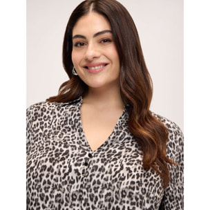 Fiorella Rubino - Blusa con stampa animalier in viscosa - Grigio