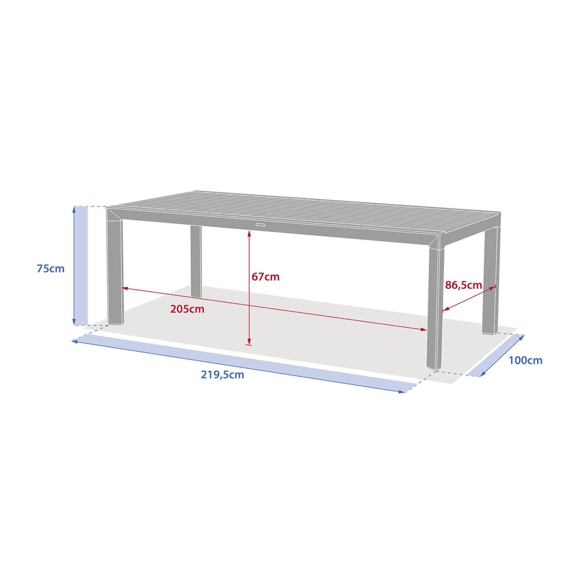 Table de jardin "Évasion" effet bois lin & argile 8 places lates en aluminium