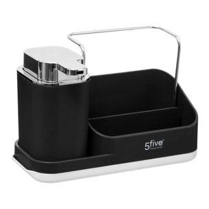 Organiseur évier avec distributeur 300ml "Néo" gris noir