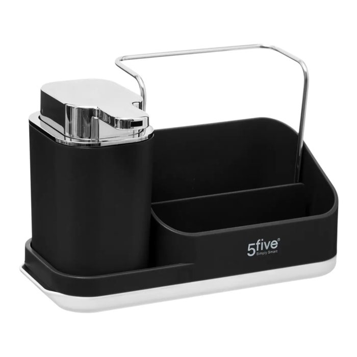 Organiseur évier avec distributeur 300ml "Néo" gris noir