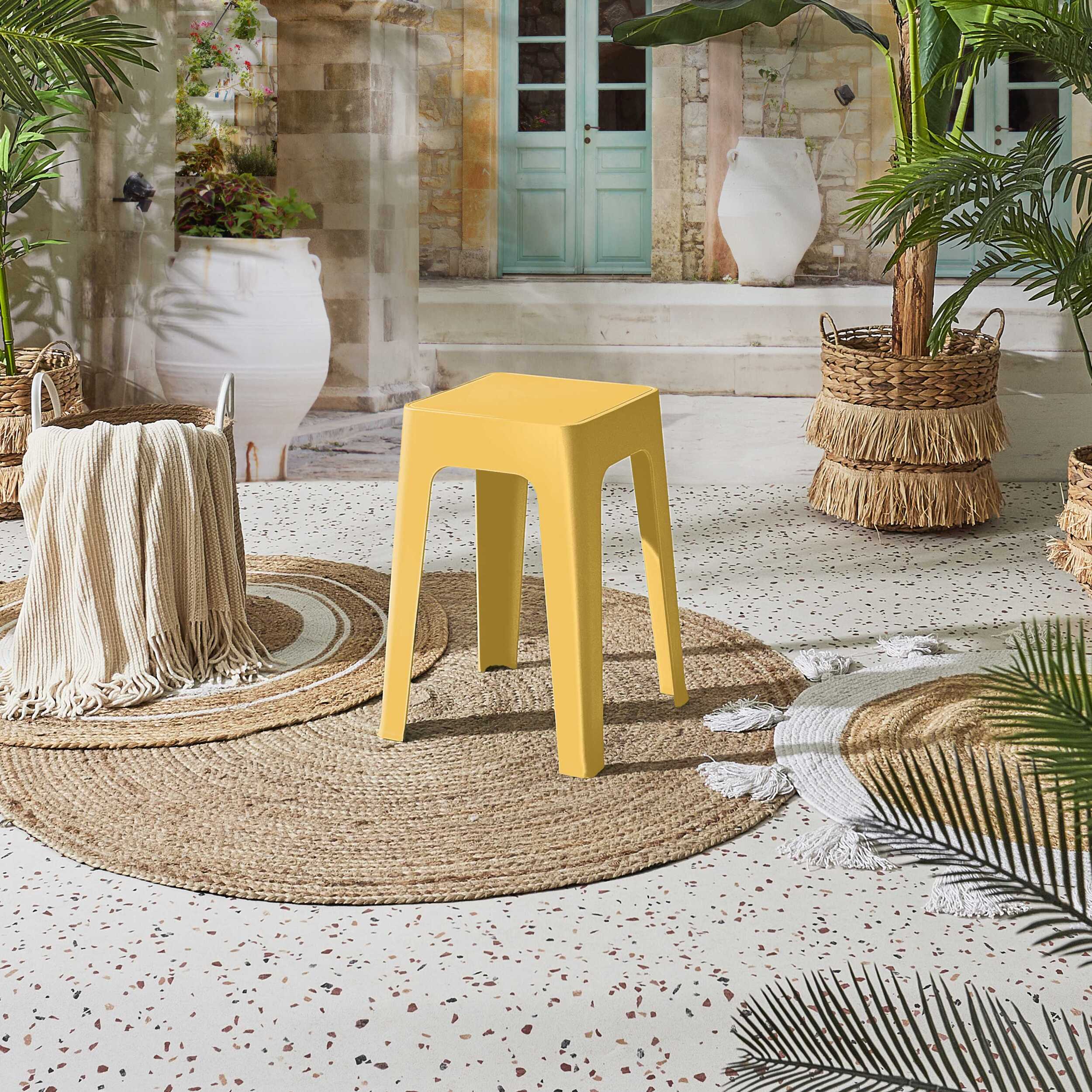 Tabouret - HOME DECO FACTORY - Empilable - Jaune