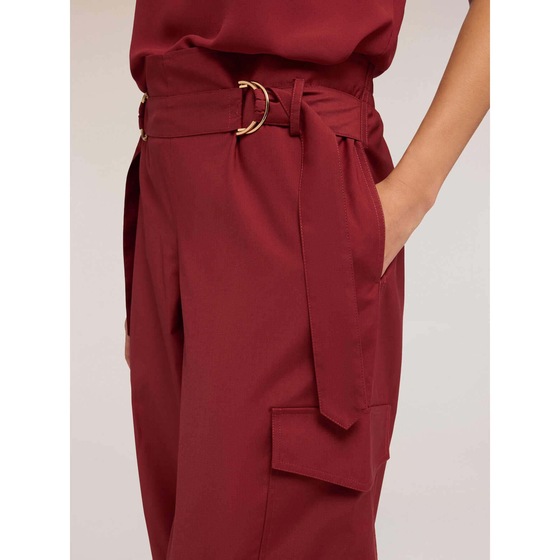Motivi - Pantaloni cargo con cintura - Bordeaux