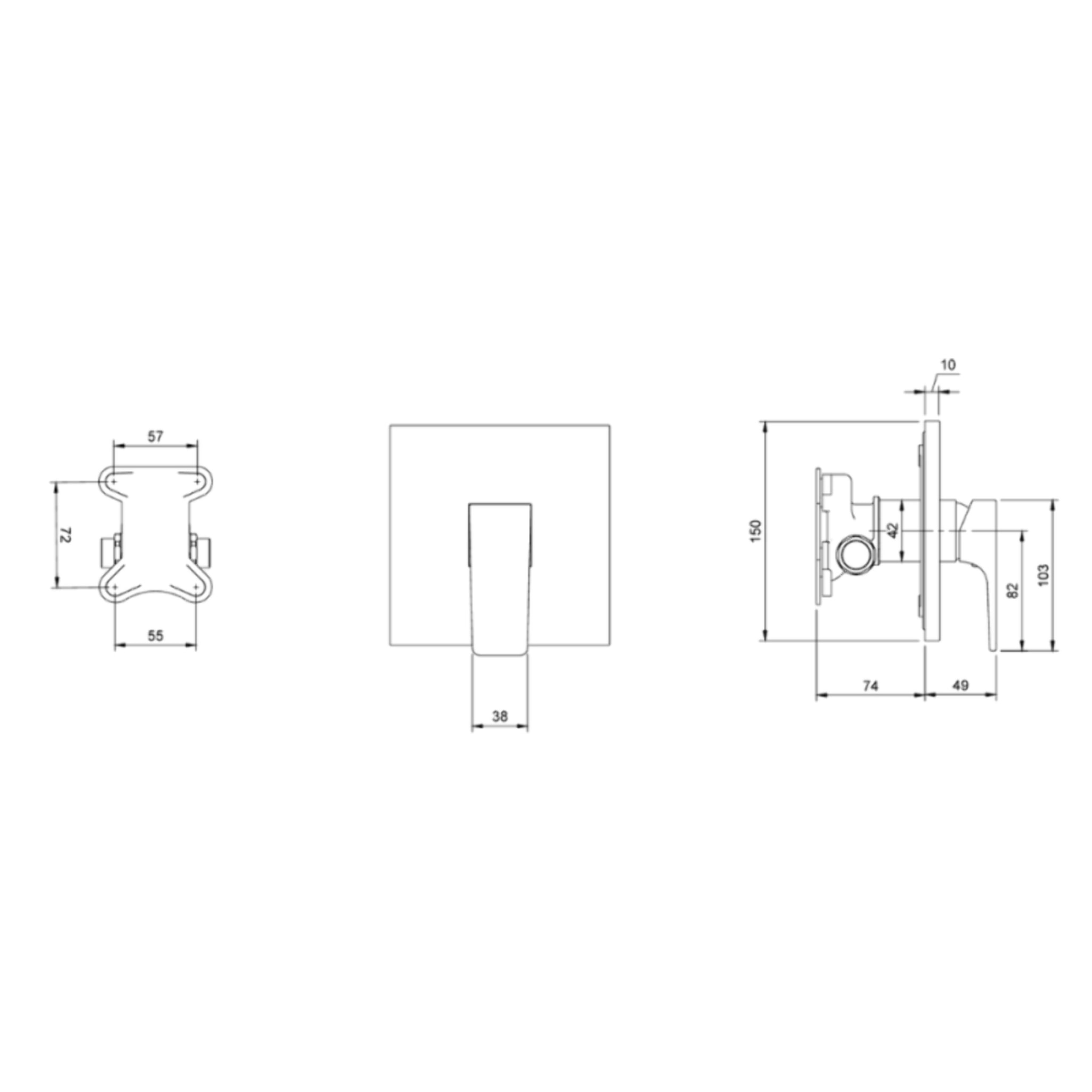 Mitigeur mécanique encastré Architectura Square Chrome