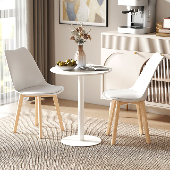 Mesa de Comedor Redonda para 2 Personas Mesa de Cocina de Acero para Interior y Exterior Ø60x72 cm Blanco
