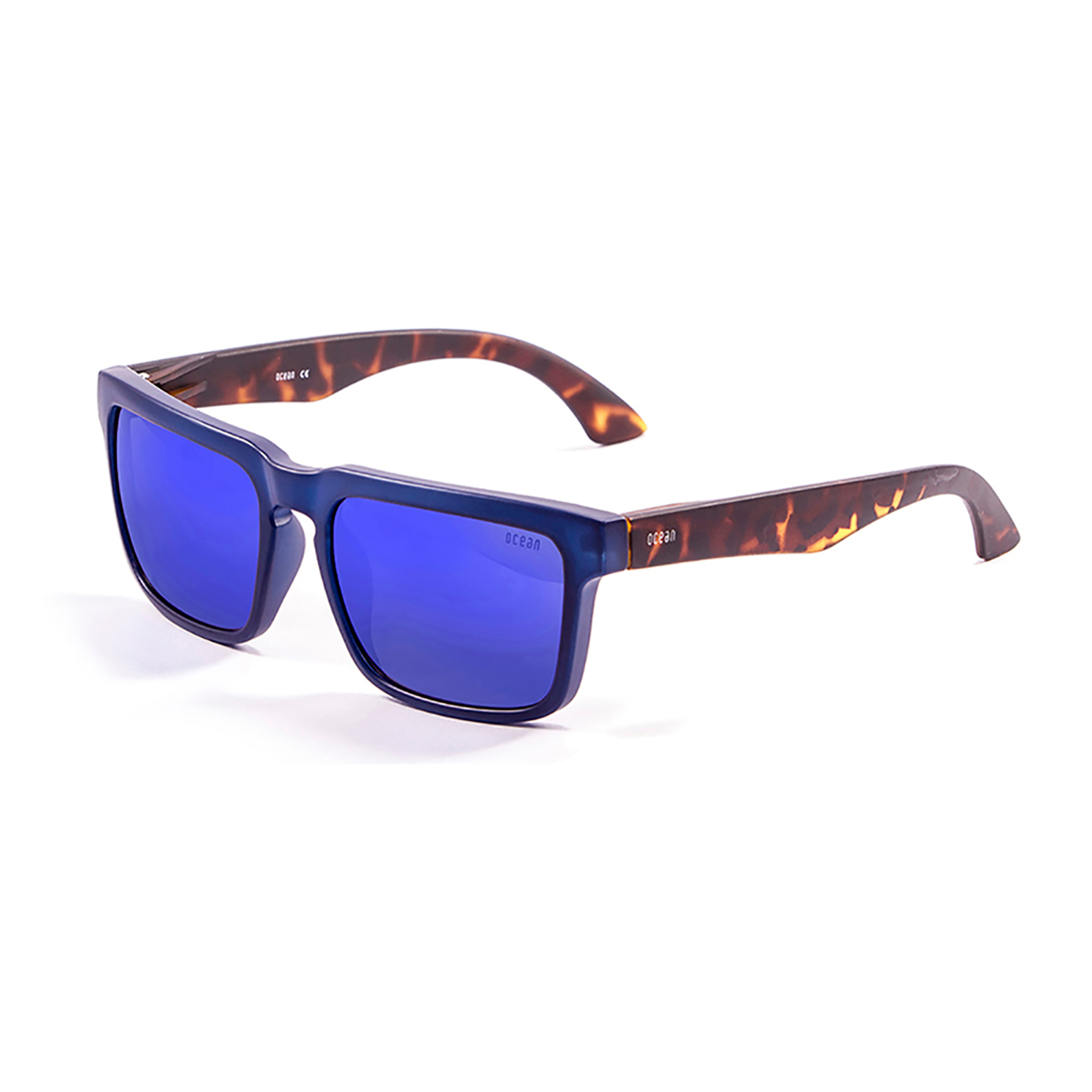 Occhiali da sole OCEAN BOMB - montatura abbinata con aste marrone satinata blu chiaro e lenti Revo