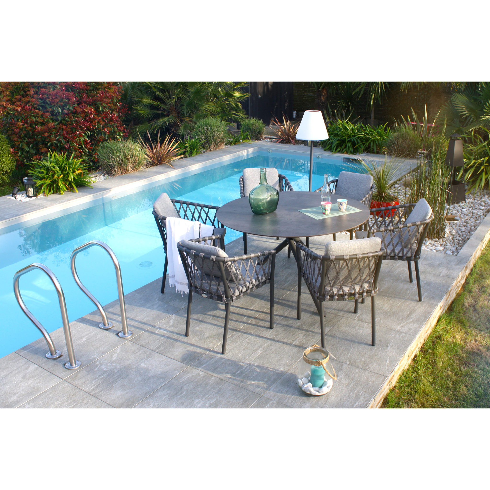 PILAT - Ensemble repas de jardin 6 places en aluminium