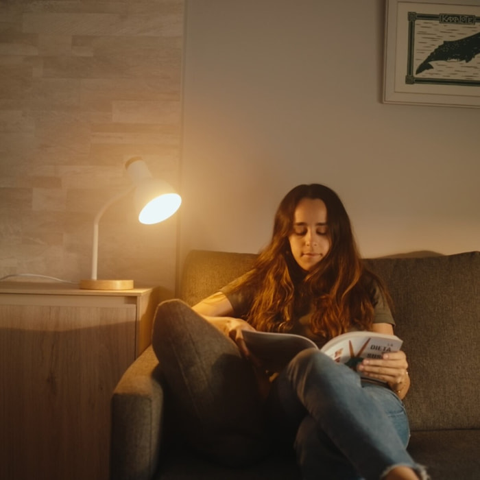 Forlight Mila Lámpara de Escritorio de Estilo Nórdico. Flexo de Escritorio E27 de Acero Blanco y Madera Clara Natural