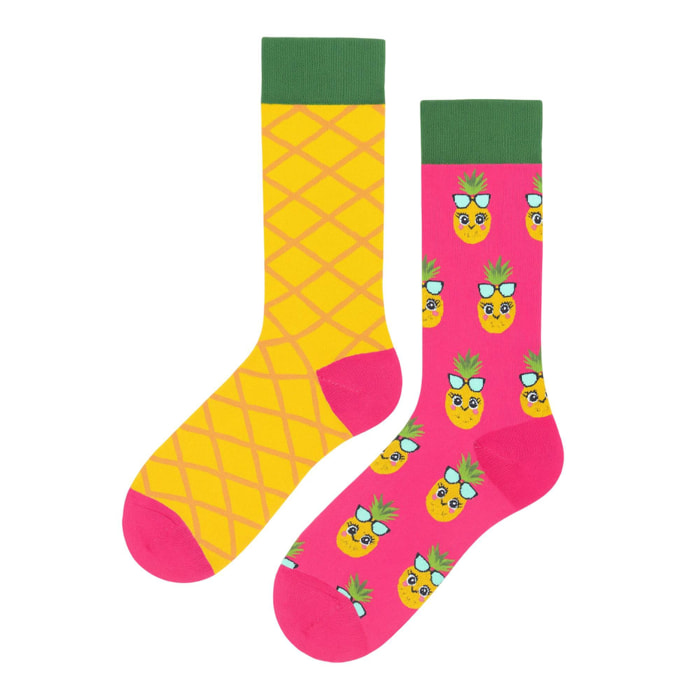 Calcetines Altos Divertidos Unisex con Dibujos de Piñas gafas de sol, Talla única 27-35