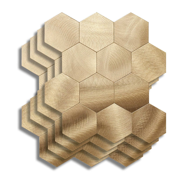 Crédence adhésive murale 3D  - Effet carrelage hexagonal 4 pièces - Cuivre