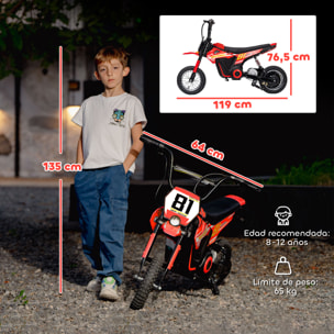 Moto Eléctrica para Niños 24V, Moto Eléctrica Infantil con Motor 250W, Velocidad de 6-16km/h, Ruedas de 12'' y Suspensión Trasera, para Niños de 8-12 Años, Rojo