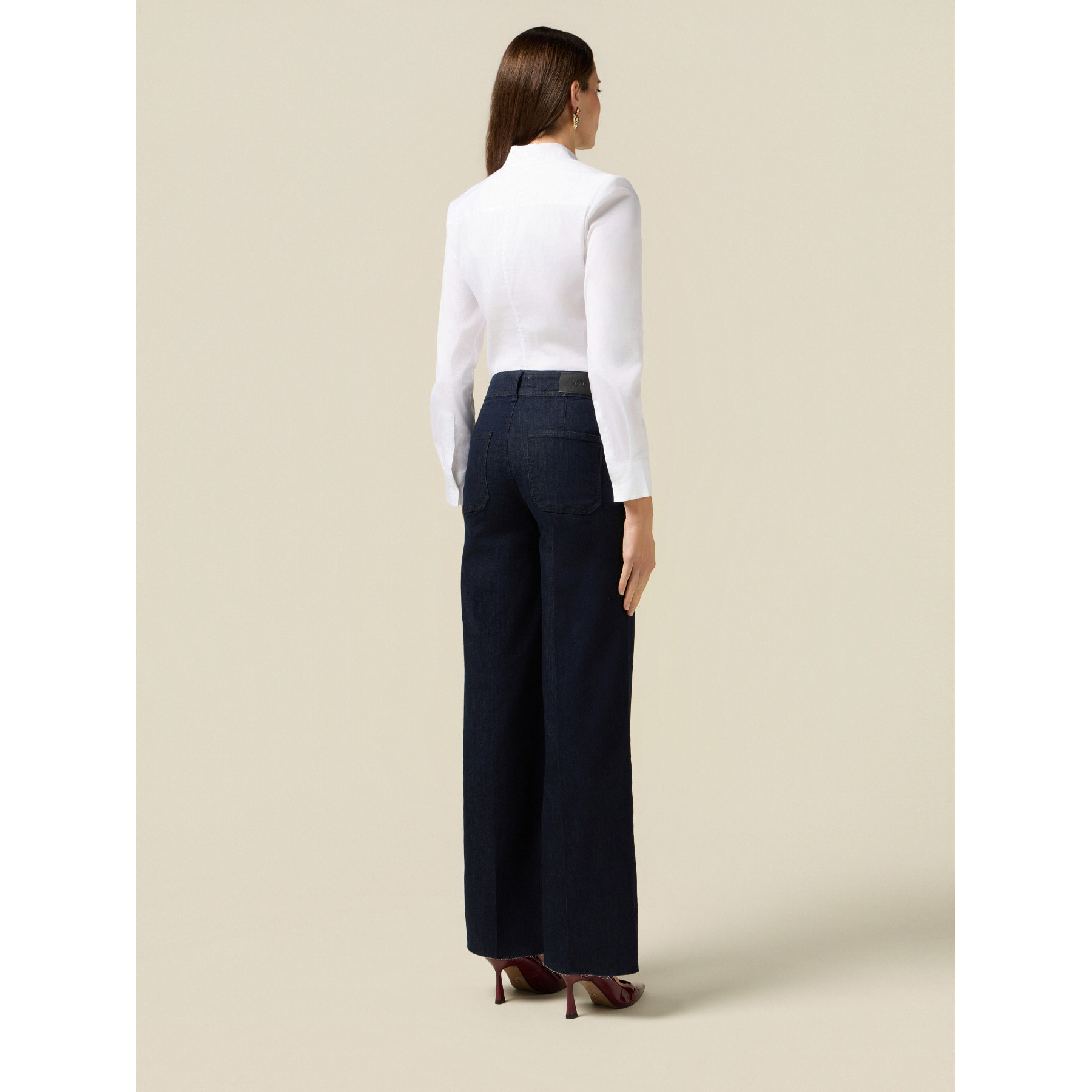 Oltre - Jeans blu rinse a palazzo - Blu