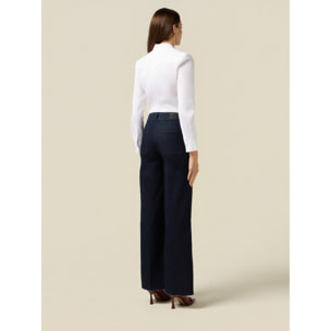 Oltre - Jeans blu rinse a palazzo - Blu