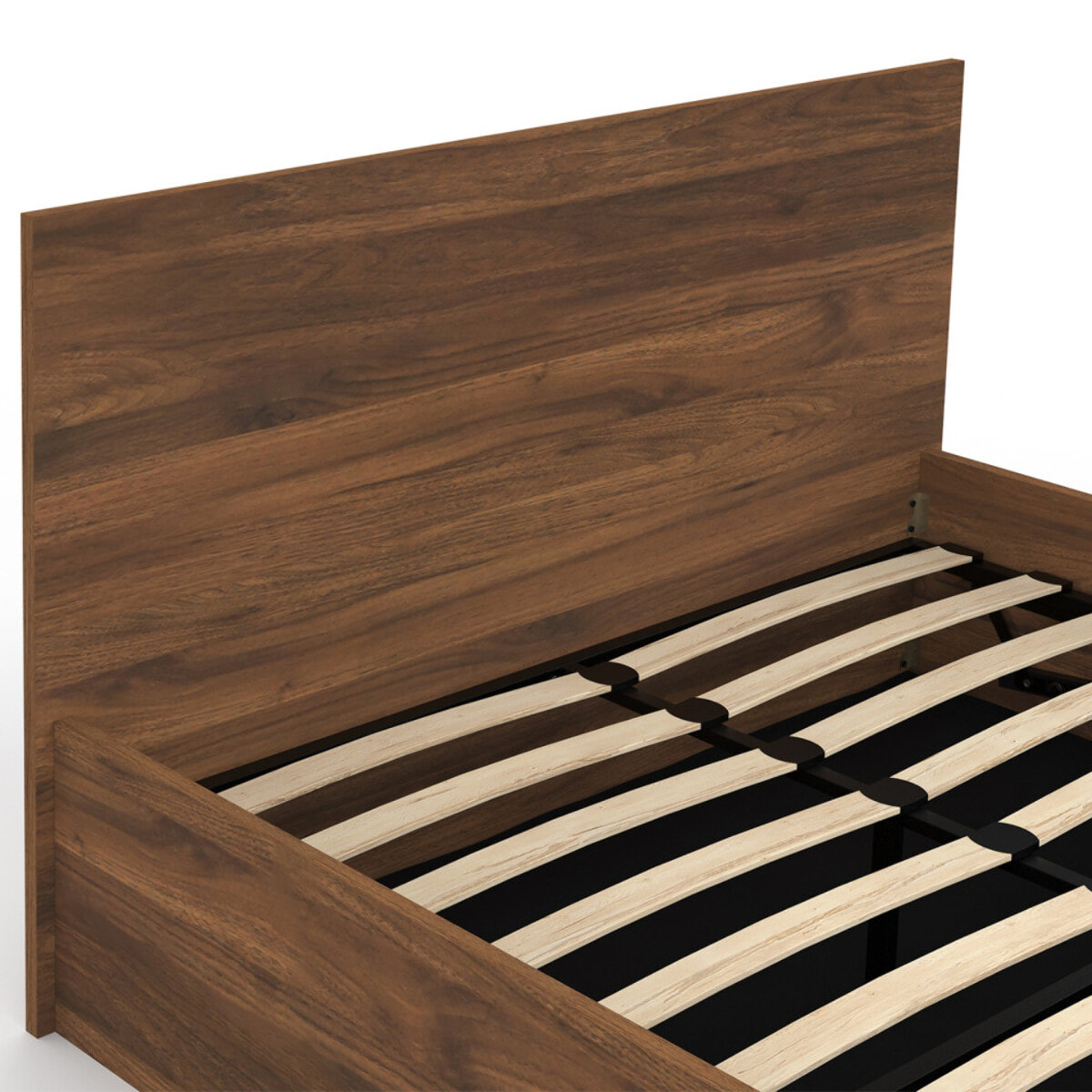 Lit coffre Sicilia 140x190cm effet bois noyer