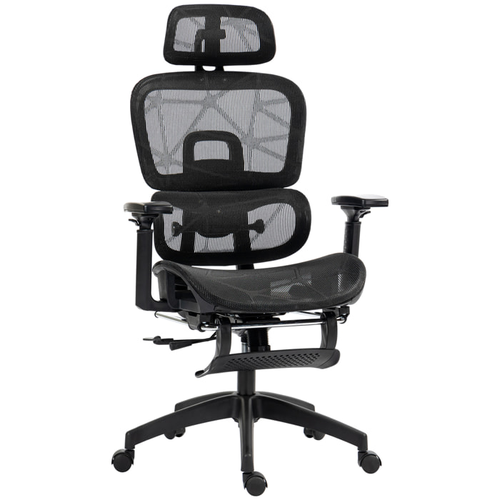 Fauteuil de bureau ergonomique grand confort entièrement réglable tissu maille noir