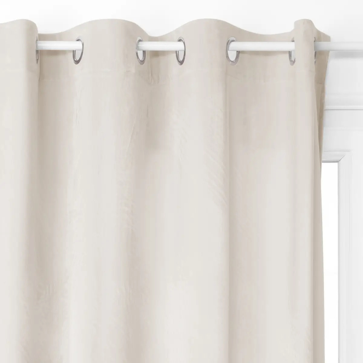 Rideau occultant "Dolce" velours blanc ivoire 140x260cm