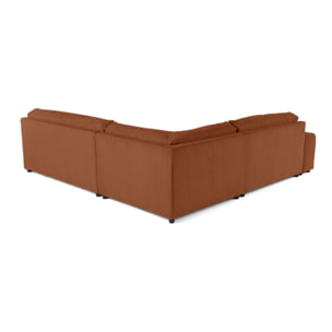 Garance - canapé modulable d'angle droit - 6 places - en velours côtelé - Terracotta