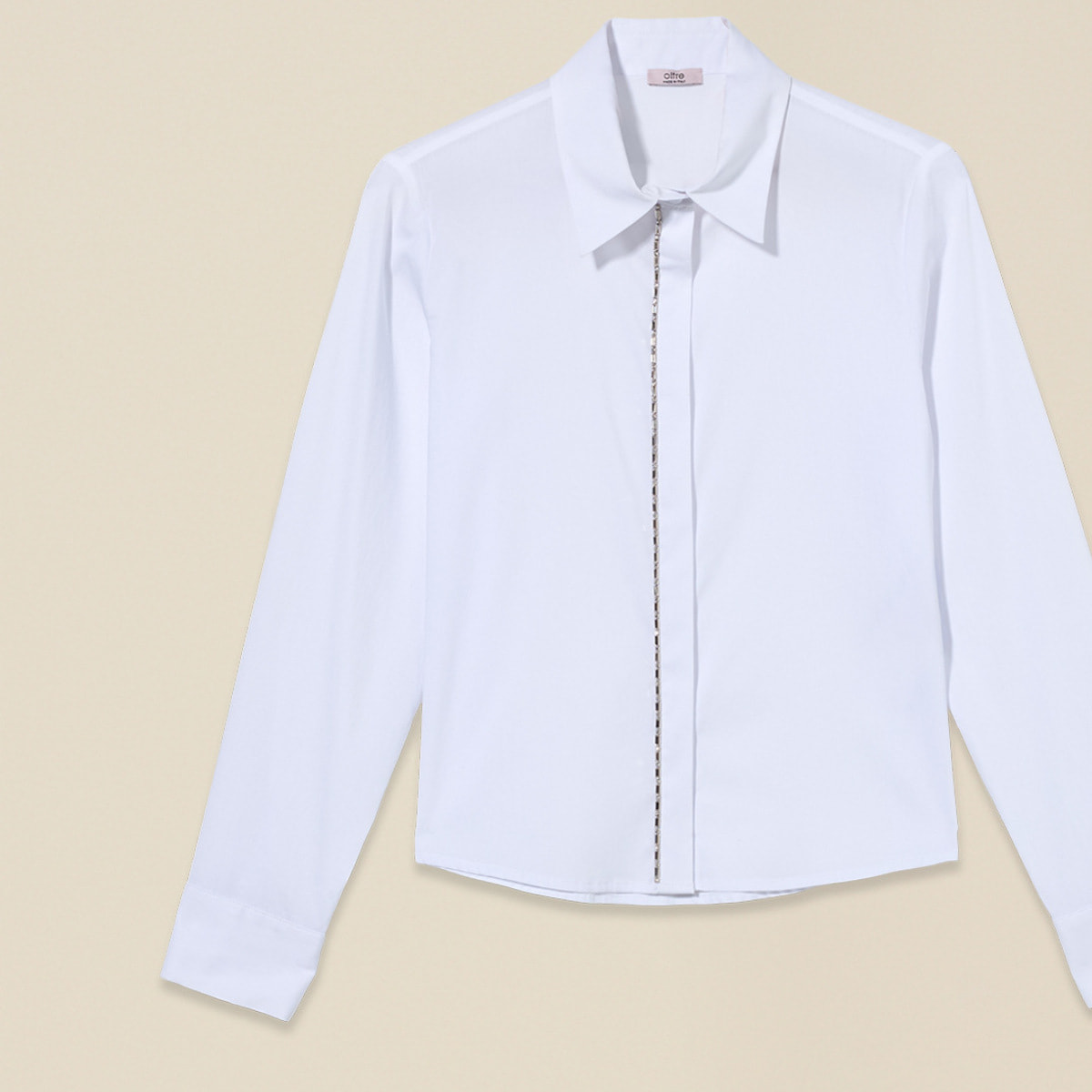 Oltre - Camicia cropped con cristalli - Bianco