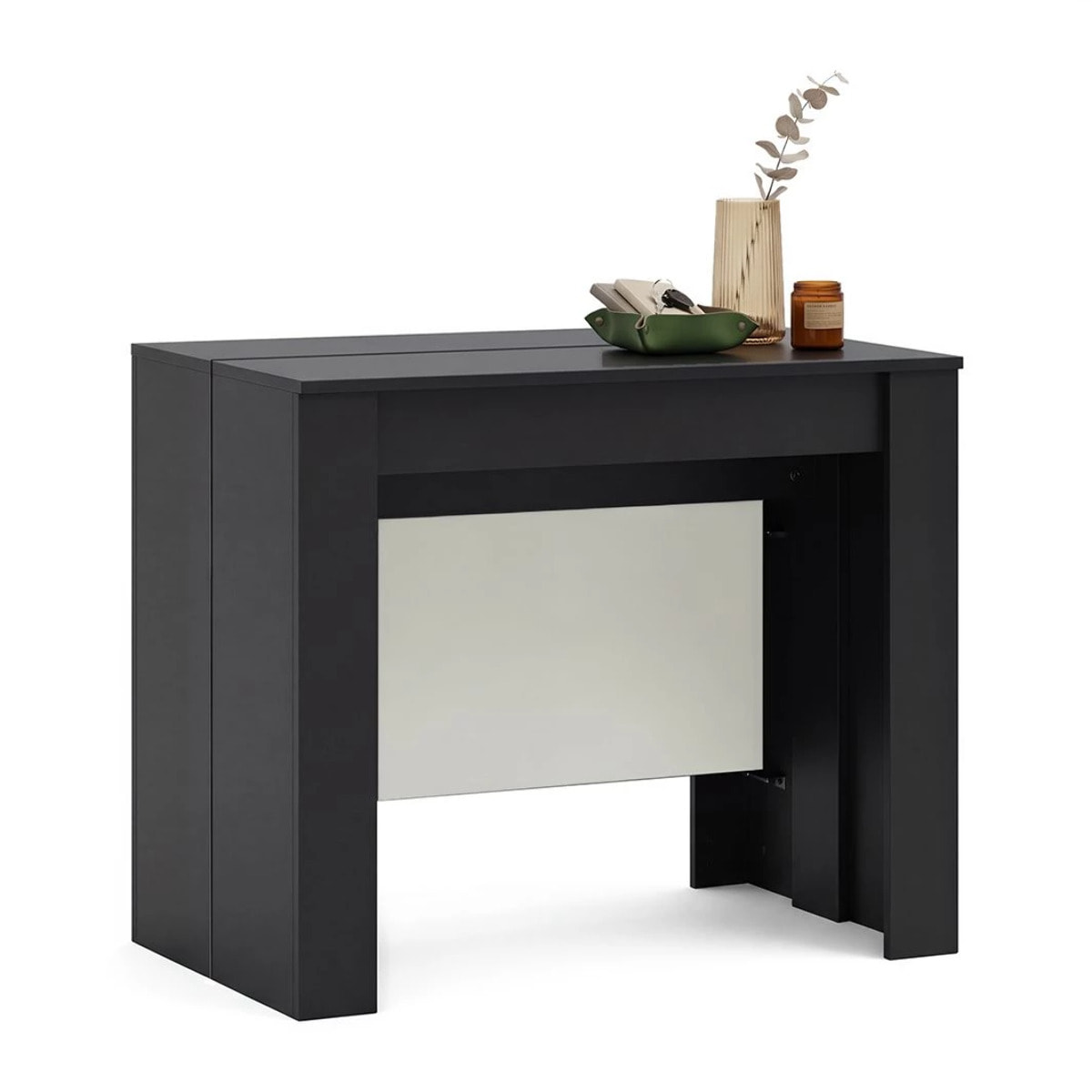 Mesa consola extensible en negro mate y blanco artik 50-235x90 cm Denis Negro Mate - Blanco Artik