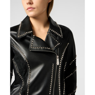PHILIPP PLEIN Biker Jacket with Lace Inserts