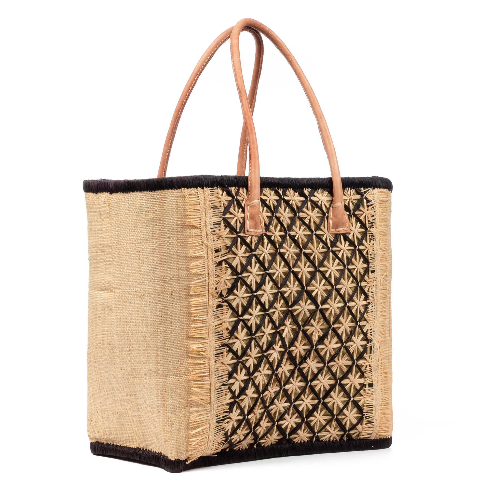 Villafrati bolso de hombro mujer. Fabricado en rafia y paja, con asas de cuero.