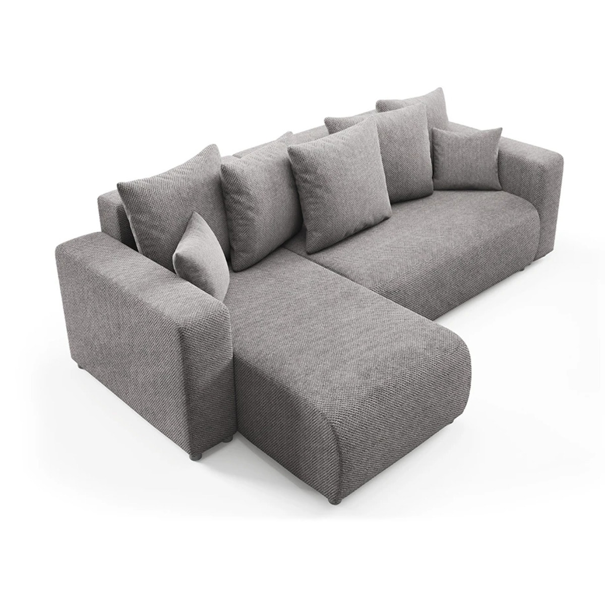 GLORIA - Canapé d'angle gauche convertible 4 places en tissu gris foncé