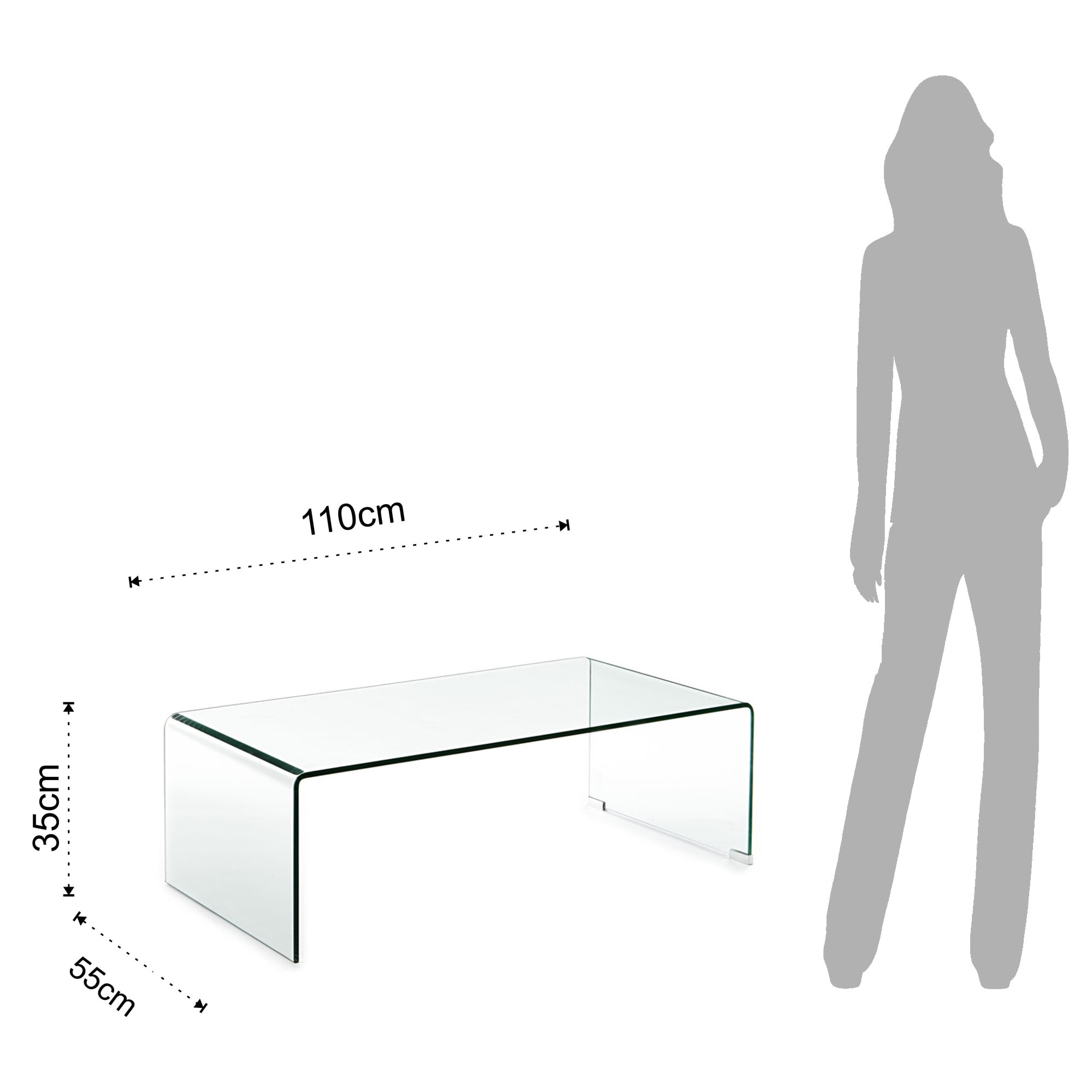 Table basse Tomasucci CRISTAL, en verre, 110 × 55 × 35 cm
