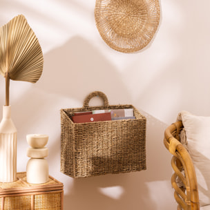 Panier à suspendre "Cora" en paille & métal 37x14cm