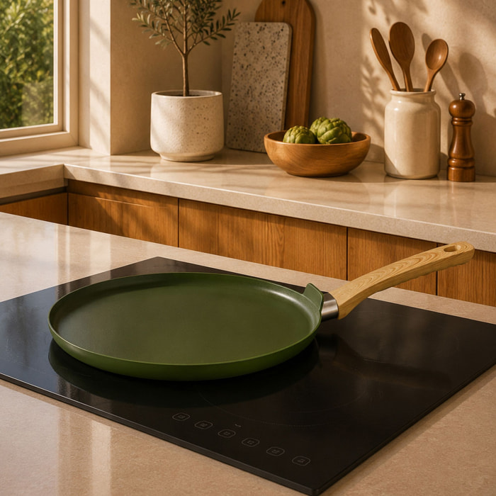 Crêpière 26cm avec revêtement céramique vert - tous feux COLORAMA