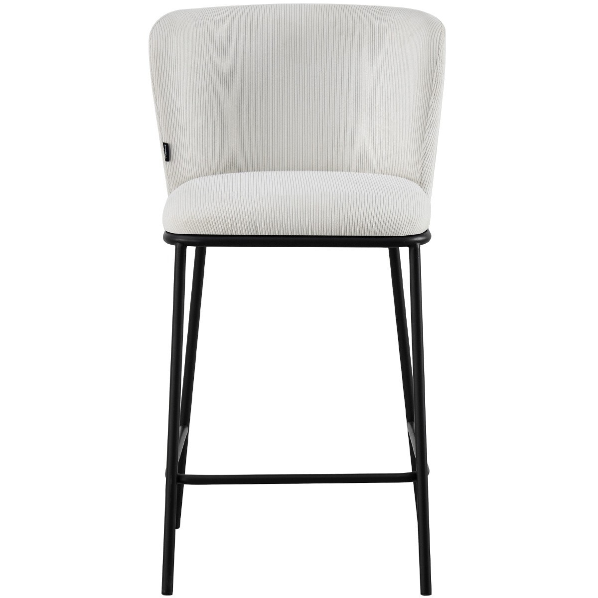 Lot de 2 tabourets de bar en velours côtelé, piètement noir - TOMA