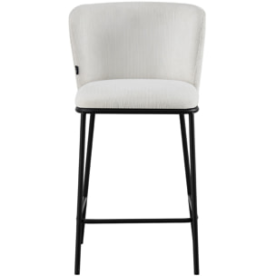 Lot de 2 tabourets de bar en velours côtelé, piètement noir - TOMA