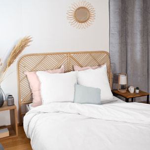 Parure housse de couette unie en coton lavé et lin - lynn - blanc pur