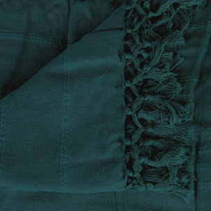 Jeté de lit "Anjali" en coton bleu canard 160x220cm