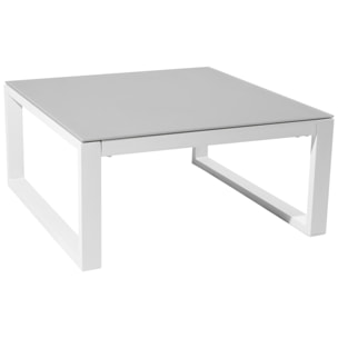 Salon de jardin modulable IBIZA en tissu gris 4 places - aluminium blanc