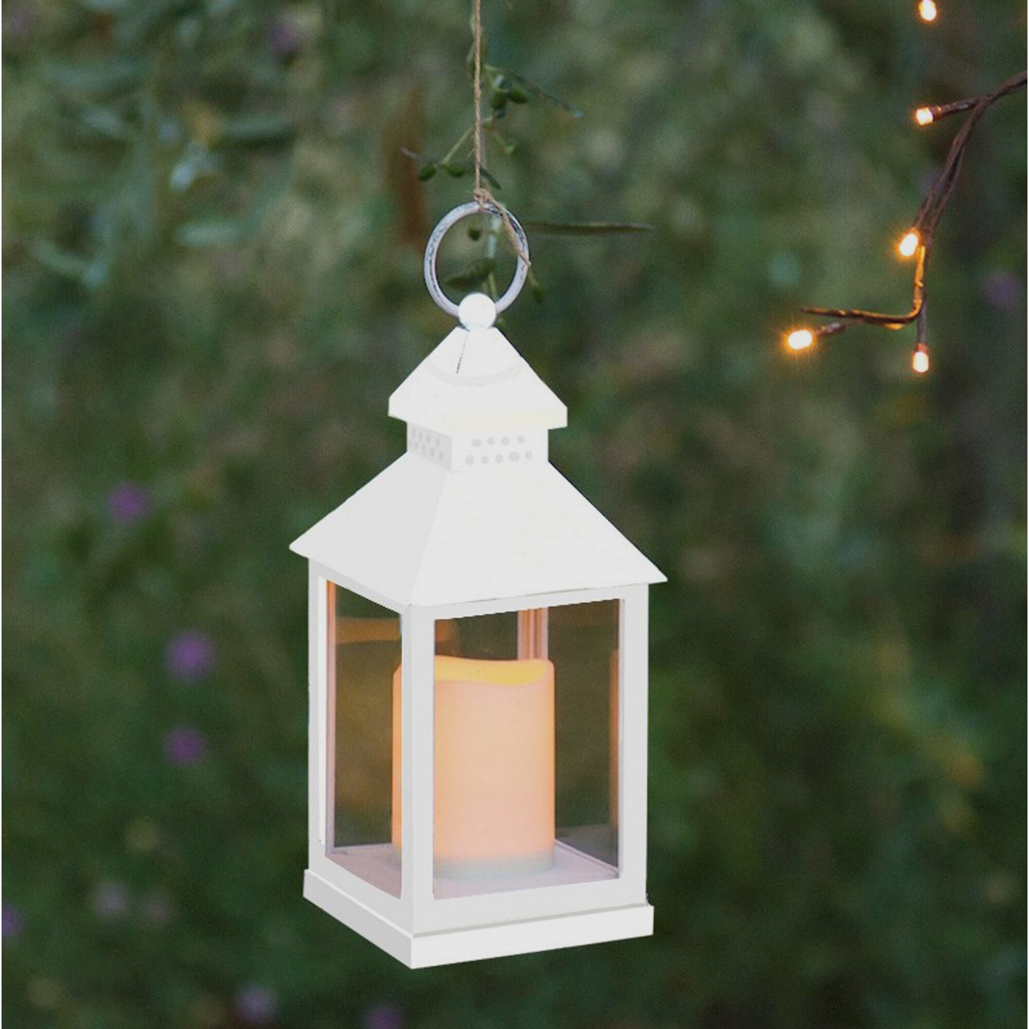 Lampe décorative Tomasucci LANTERN 30,5, en plastique et verre, blanc, 13,5 × 13,5 × 30,5 cm