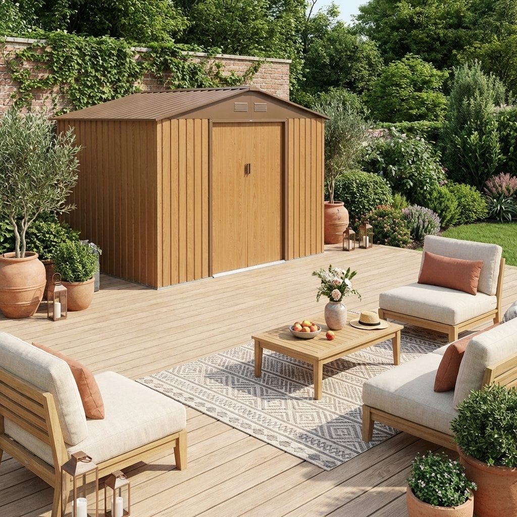 Abri de jardin métal 5,29m² avec kit d'ancrage FERRAIN