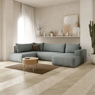 NALA - Canapé panoramique gauche 5 places en tissu gris clair