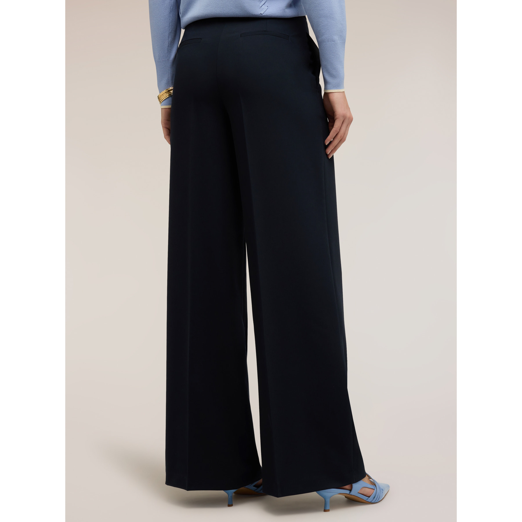 Motivi - Pantalones palazzo con pliegue marcado - Azul