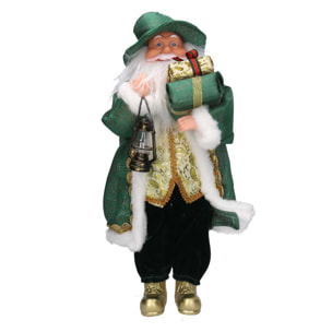 Babbo natale in tessuto oro verde cm20x10h45