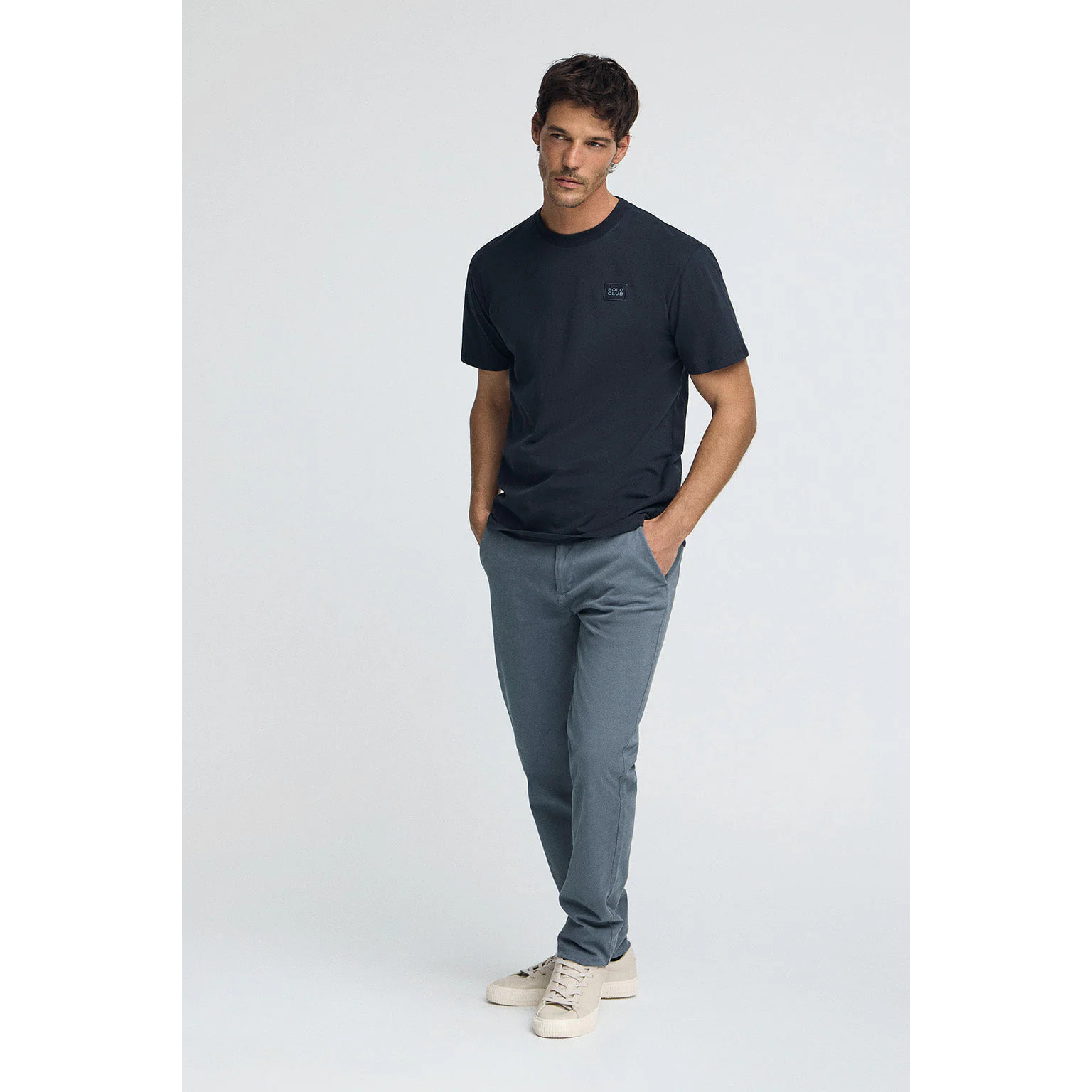 Camiseta azul marino con parche personalizado Polo Club