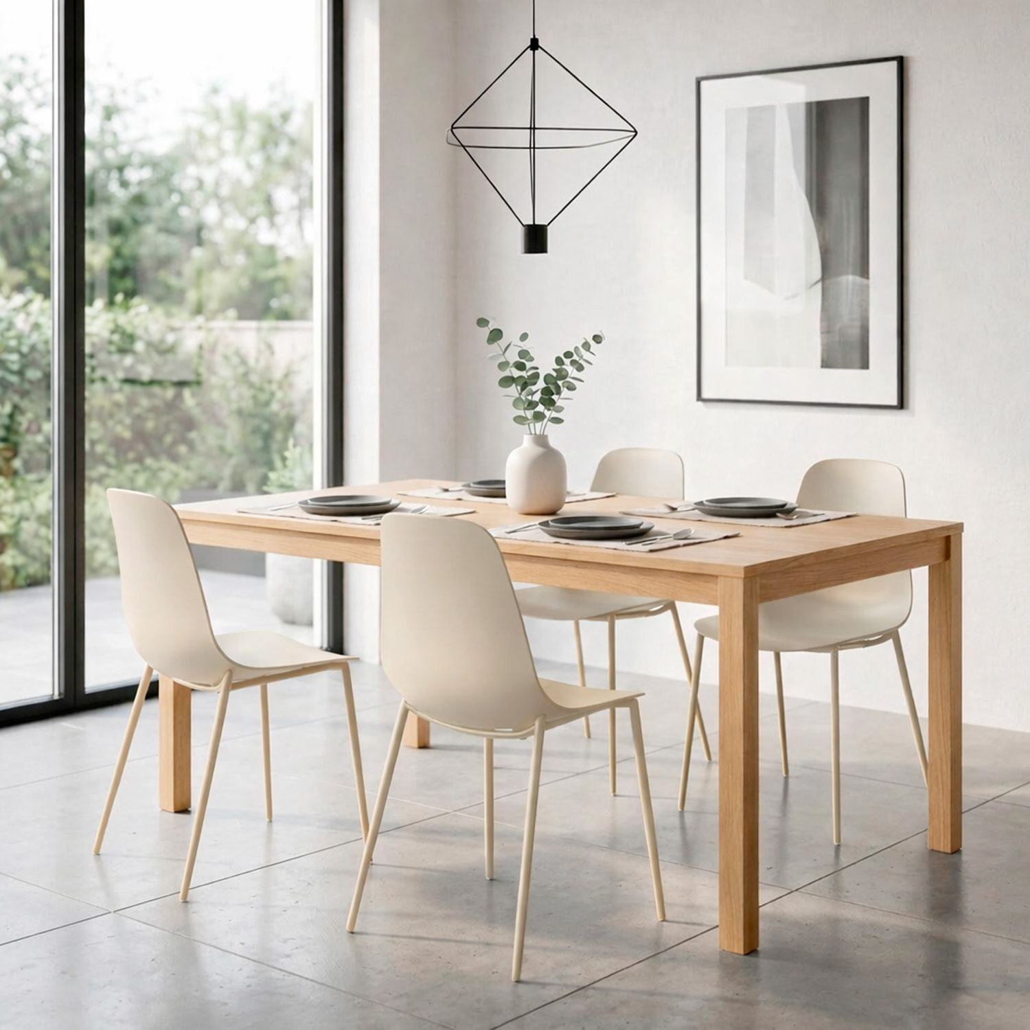Set 4 Sedie Moderne Con Schienale Ergonomico In Polipropilene E Gambe In Metallo Cucina Sala Da Pranzo Soggiorno Ufficio 87 x 53 x 49 Cm Beige
