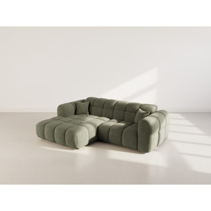 Mini Ray - Canapé d'angle gauche 4 places en tissu texturé - Vert Kaki