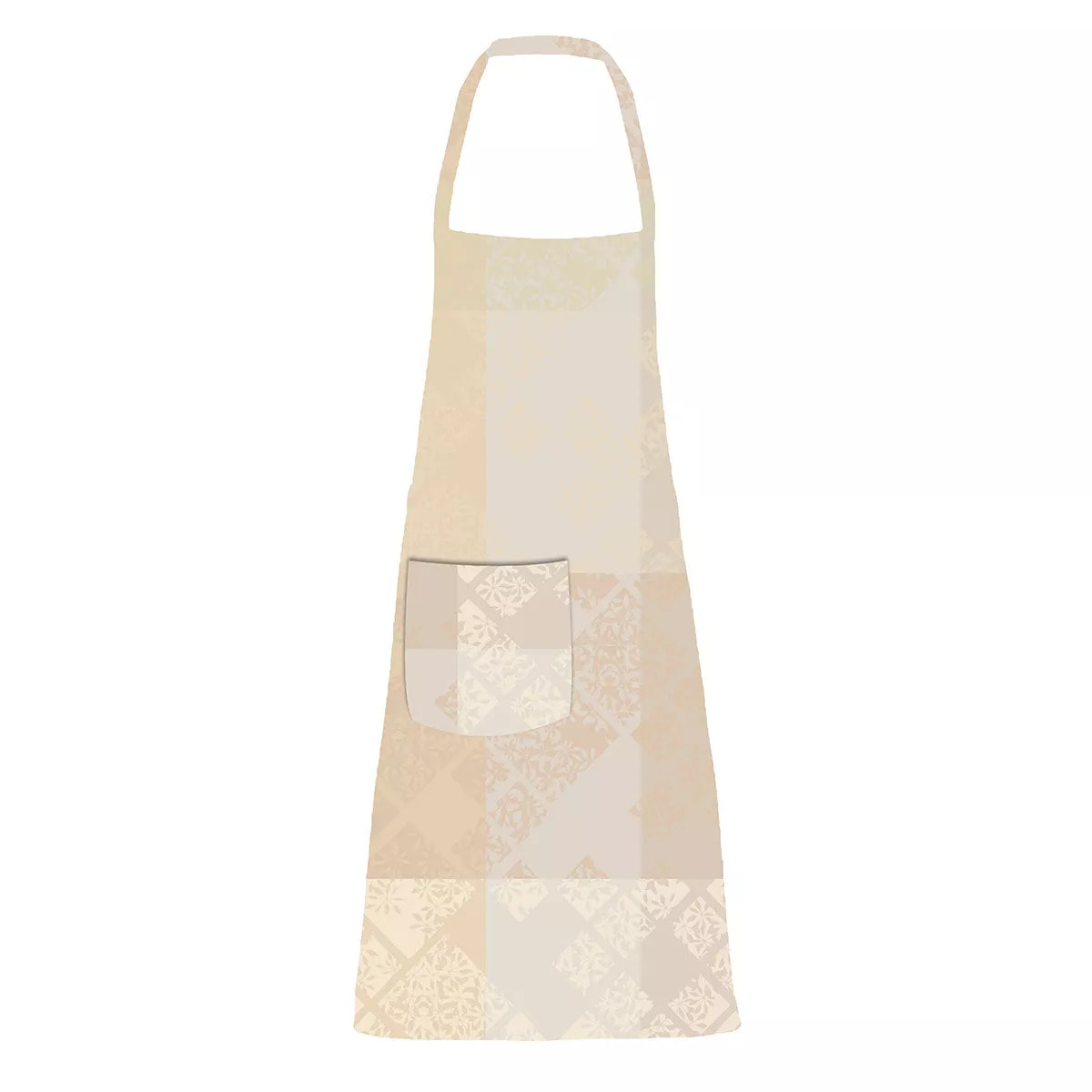 Tablier pur coton enduit motif jacquard beige Mille pistils naturel
