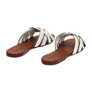 Sandali bassi donna bianchi in pelle