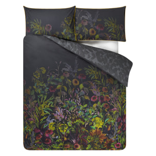 Housse de couette imprimée en percale de coton, INDIAN SUNFLOWER, Graphite