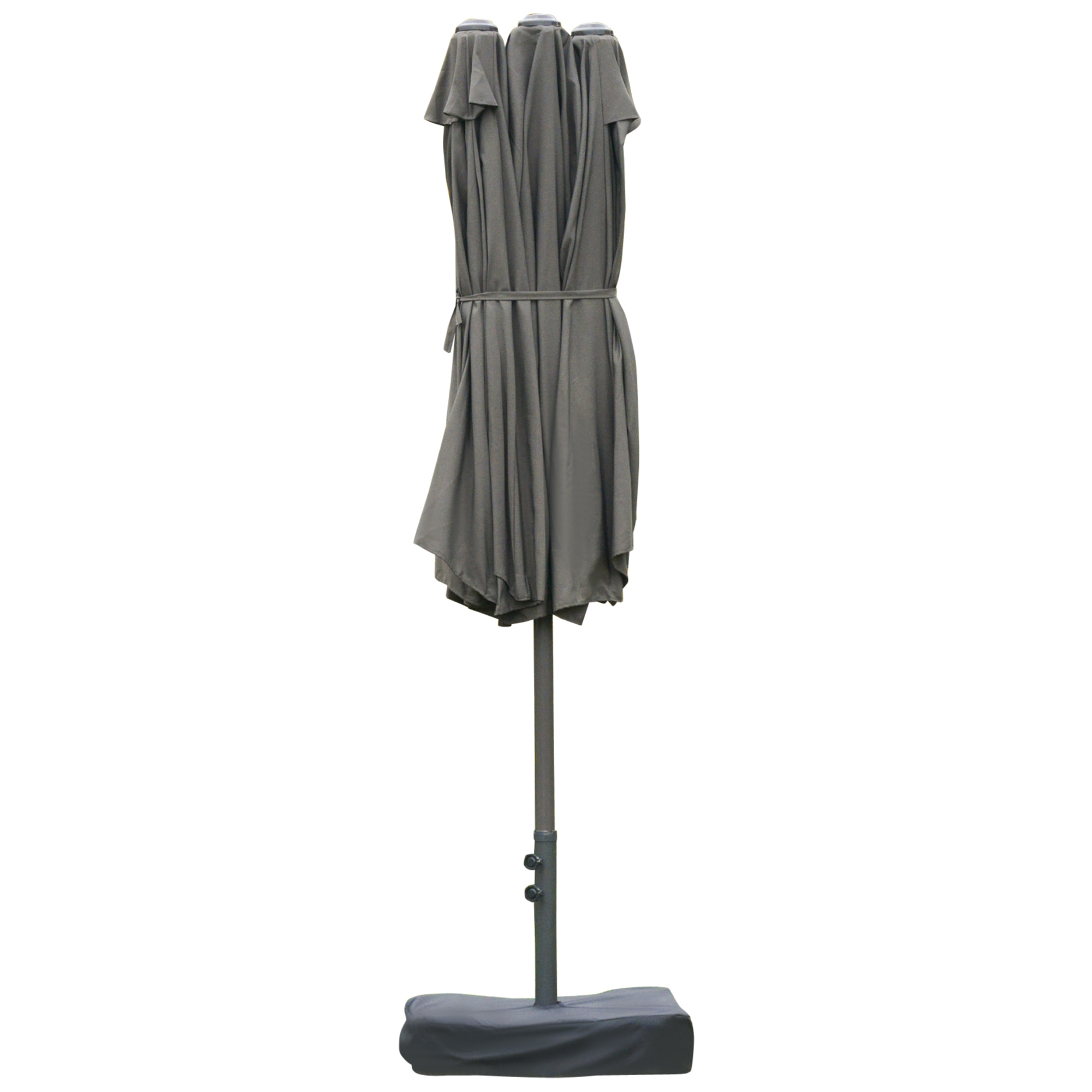 Parasol double rectangulaire – Grande zone d'ombre – Base incluse