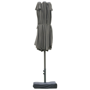 Parasol double rectangulaire – Grande zone d'ombre – Base incluse