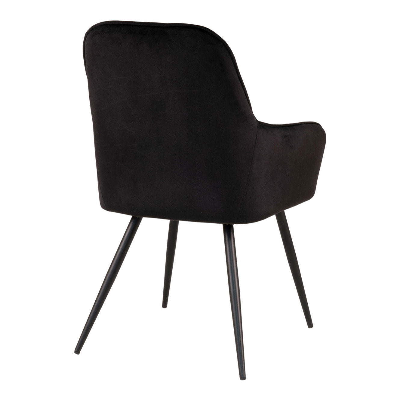 Set 2 sedie da pranzo Harbo con braccioli in velluto nero e gambe nere