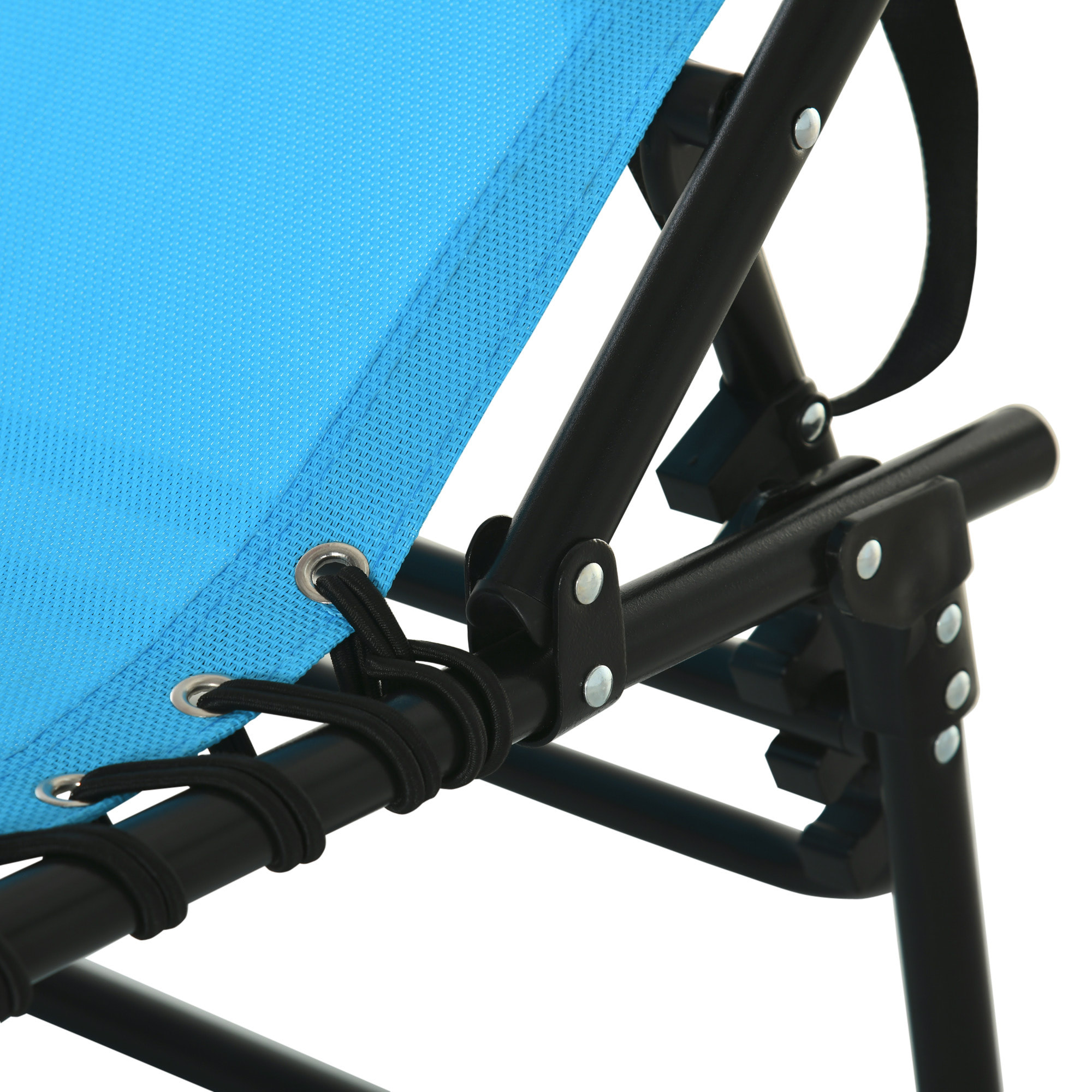 Tumbona Plegable y Ajustable de 4 Posiciones Silla Reclinable de Jardín con Sistema de Cordones para Exterior Marco Acero 189x58x30 cm Azul Claro