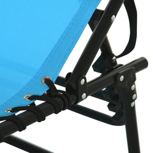 Tumbona Plegable y Ajustable de 4 Posiciones Silla Reclinable de Jardín con Sistema de Cordones para Exterior Marco Acero 189x58x30 cm Azul Claro